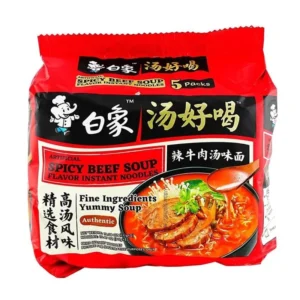 BX Noodle Artificial Spicy Beef Soup 5 Packs 白象汤好喝-辣牛肉汤味面(5pcs)555g