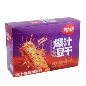 巧大娘虎皮爆汁豆干老坛剁椒味(20x20g)400g QDN – Juicy Tofu Snack(Chopped Chili Flavour)(20x20g)400g