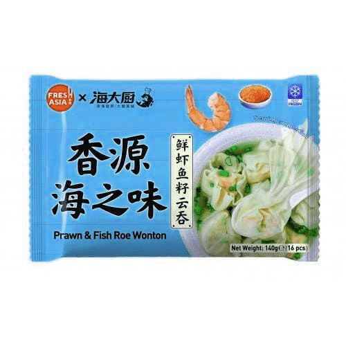 (Expire: 2026-10-15) FRESHASIA Premium Prawn & Fish Roe Wonton 140g 香源海大厨鲜虾鱼籽云吞(配料包)140g